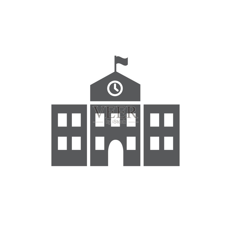 白色背景上的学校建筑图标图标素材