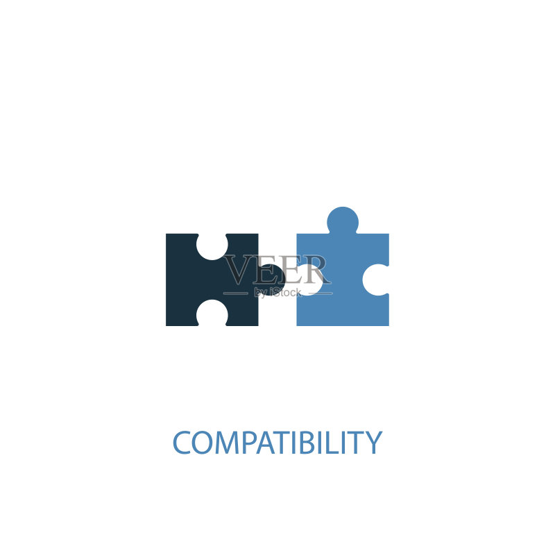 兼容性概念双色图标,用于Web和移动UI/UX图标素材