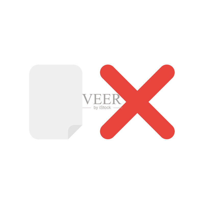 带X标记的空白纸张概念矢量图标图标素材
