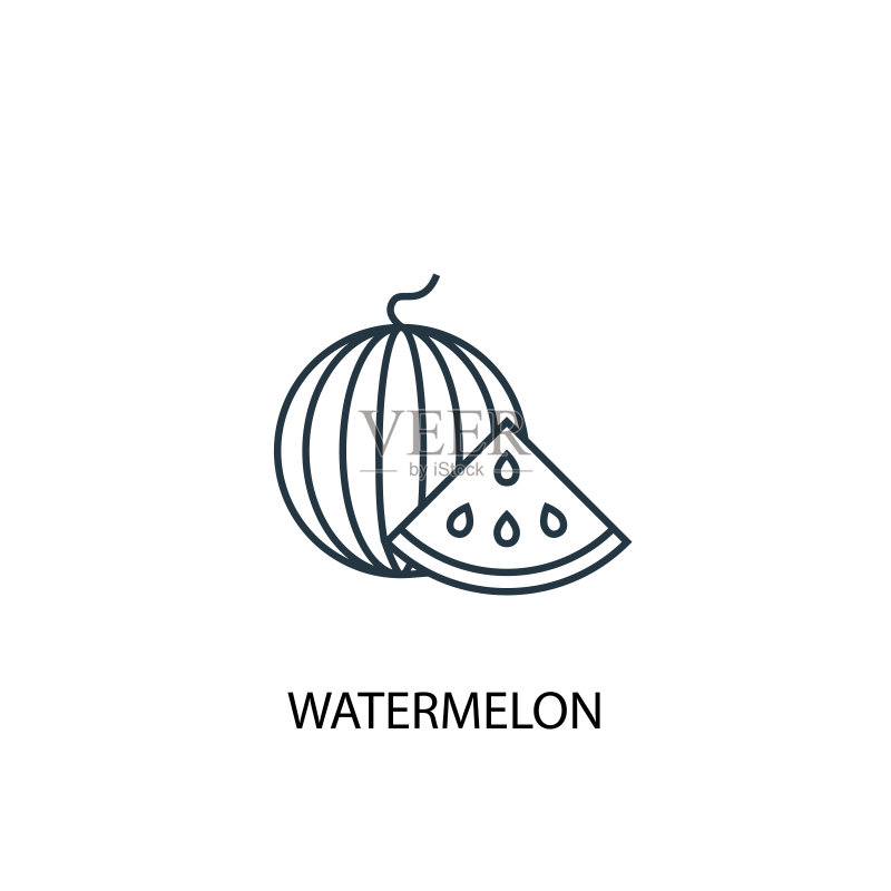 西瓜概念线性图标:简约元素设计,可用于Web和移动UI/UX图标素材