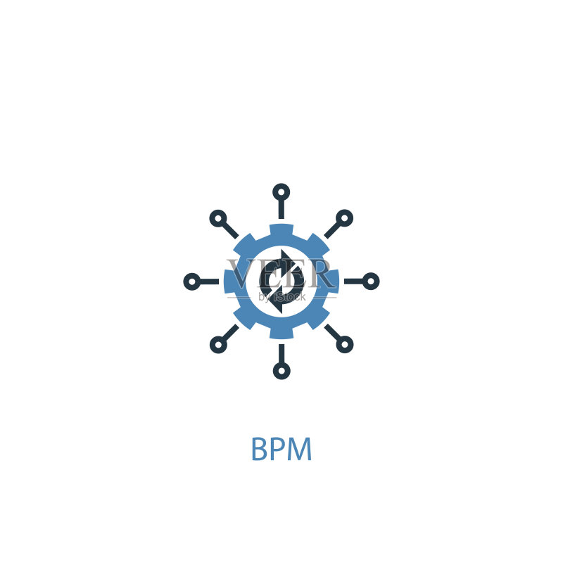 BPM概念双色图标:蓝色元素UI/UX设计图标素材