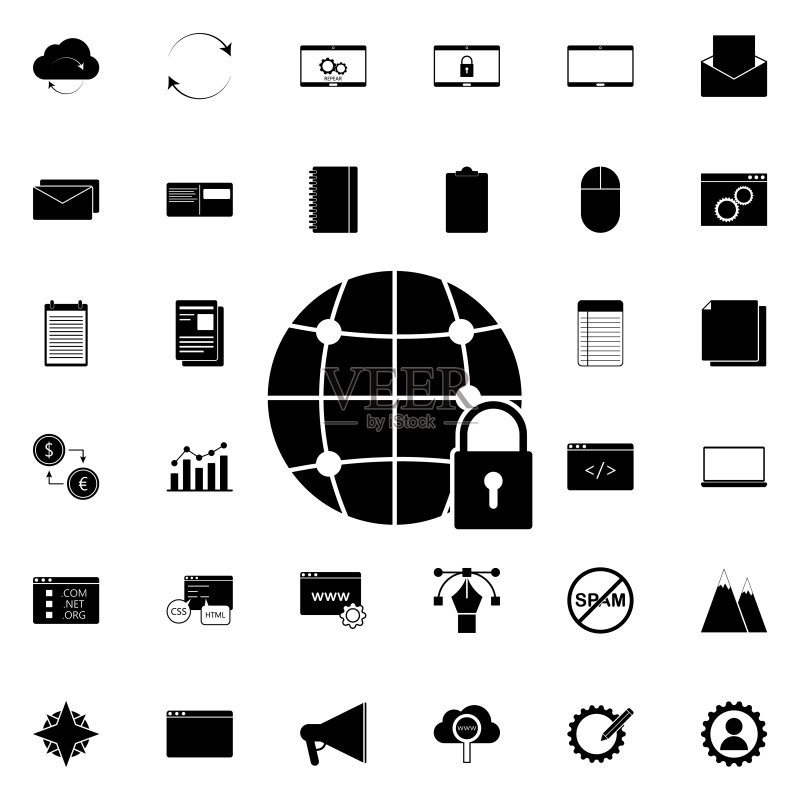 世界锁图标:适用于网站和App开发的通用Web组件图标素材