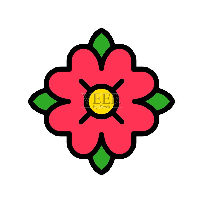 热带花卉矢量填充风格图标图标素材