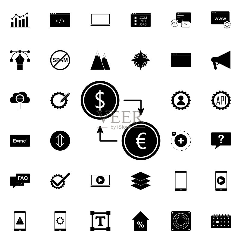 货币兑换图标:网站及App通用设计图标素材