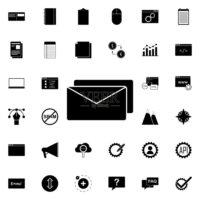 字母图标网站设计和开发、应用程序开发的通用Web集图标素材