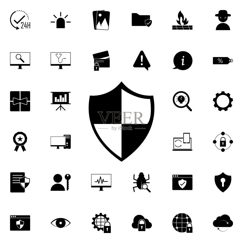 防护盾图标,用于网站和App开发的通用Web元素图标素材