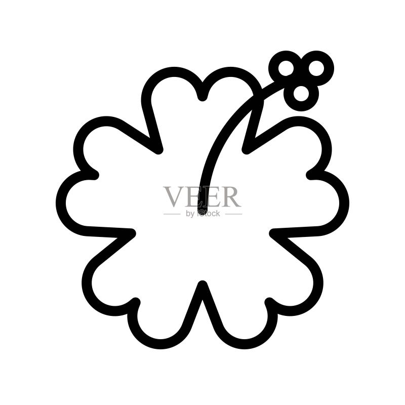 热带风格木槿花矢量线条图标图标素材