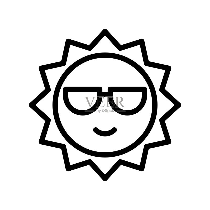 太阳矢量,热带相关线条风格图标图标素材