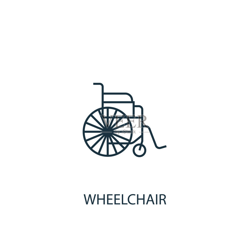 轮椅概念线性图标,可用于Web和移动UI/UX图标素材