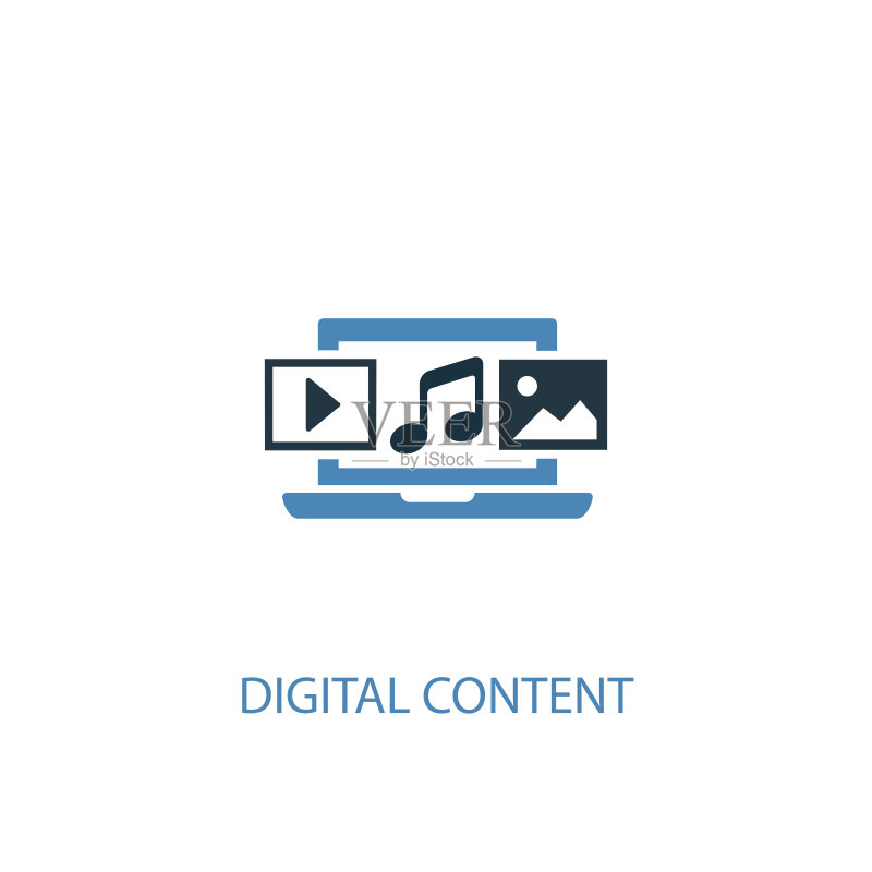 双色数字内容概念图标:Web/移动UI/UX设计图标素材