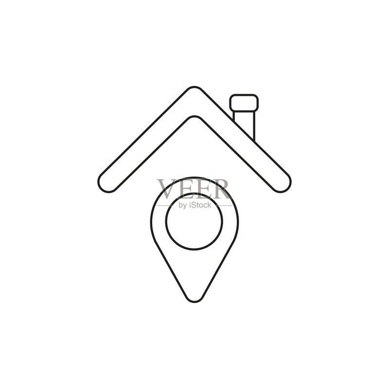 房屋下的地图指针矢量图标概念图标素材