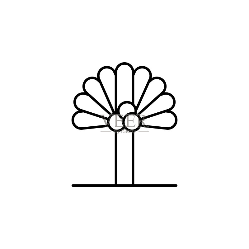 树木、椰树图标、用于UI和UX的树木细线条轮廓矢量图标,网站或移动应用图标素材