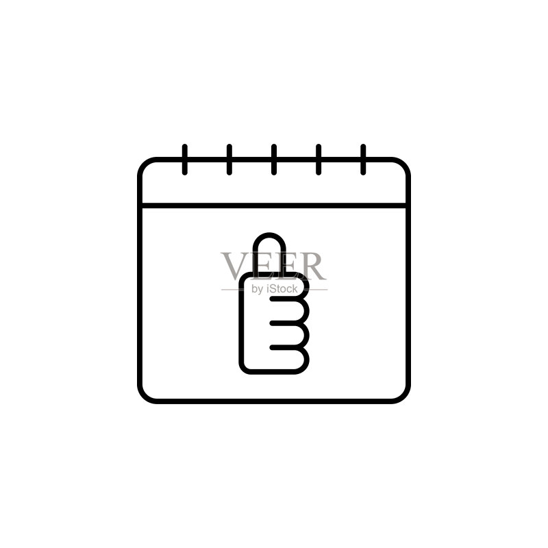 日历,点赞图标。用于UI和UX、网站或移动应用程序的日历图标的简单细线轮廓矢量图标素材
