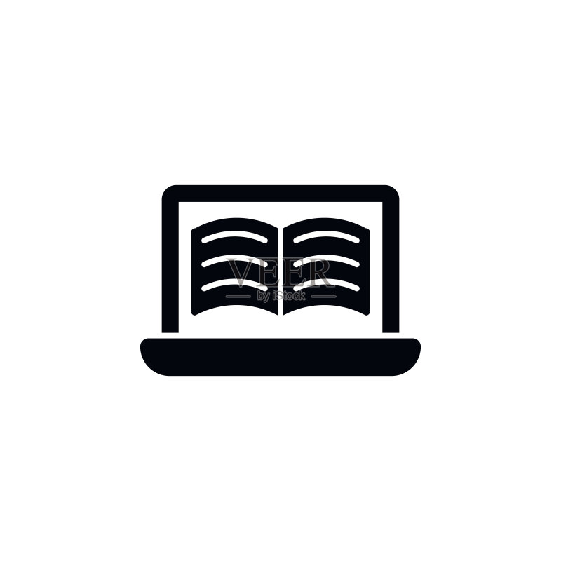 笔记本、书籍、在线图标。用于UI和UX、网站或移动应用程序的简单字形、扁平矢量在线培训图标图标素材