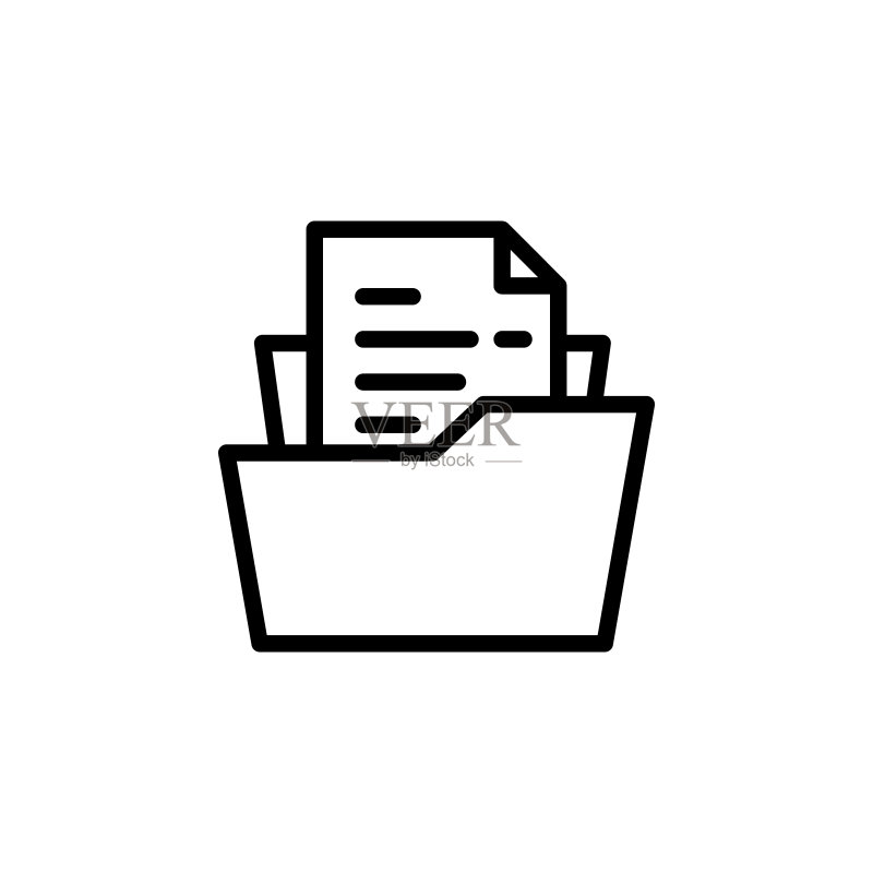 文件图标文件夹UI和UX项目管理细线轮廓矢量图标素材