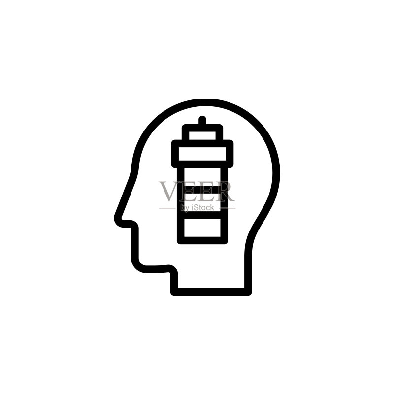 人、大脑、视觉图标。用于UI和UX、网站或移动应用程序的思维过程图标的简单细线、轮廓矢量图标素材