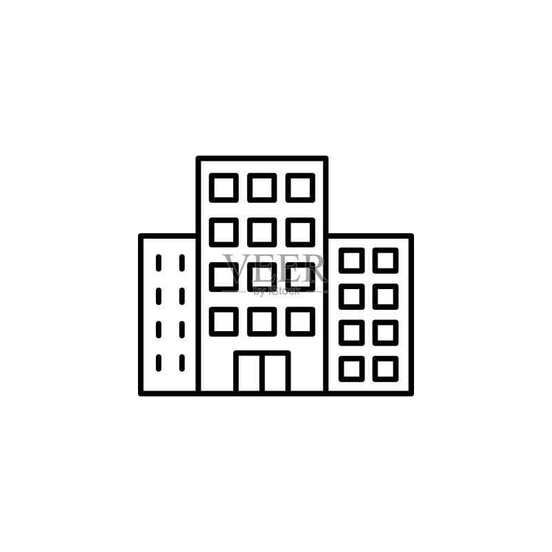 建筑、酒店图标。用于UI和UX、网站或移动应用的酒店服务简约细线轮廓矢量图标图标素材