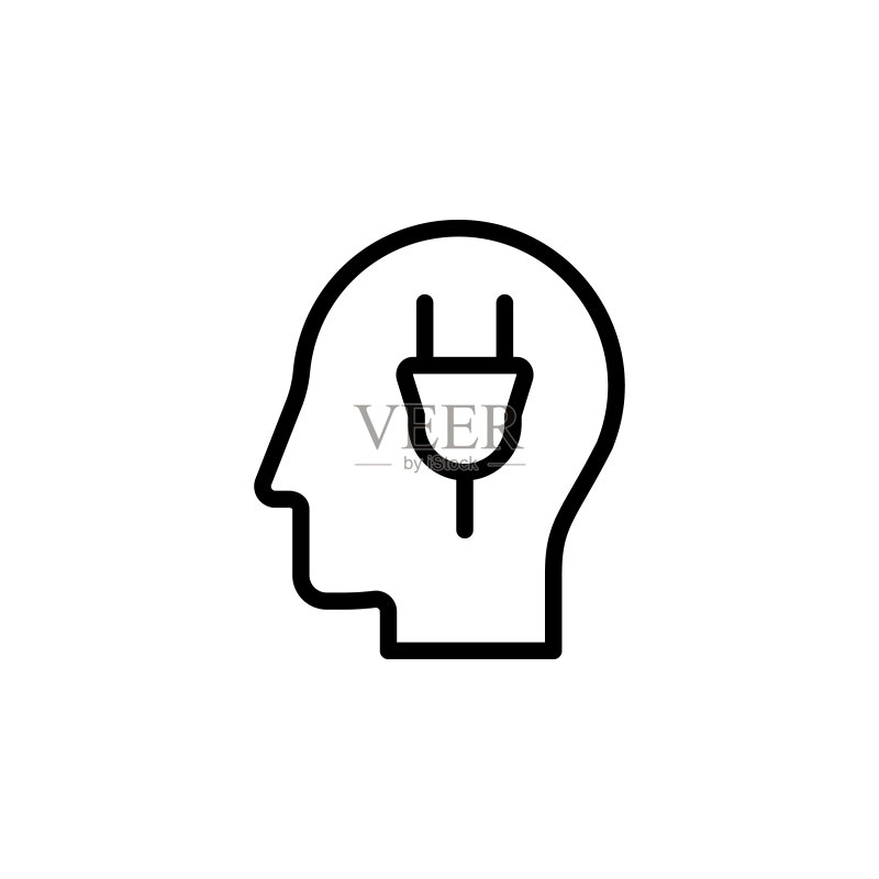 人类大脑插件图标,用于UI和UX的思维过程极简线条图标图标素材