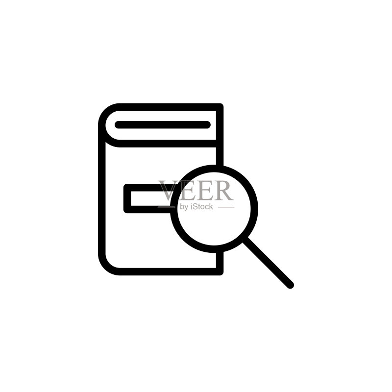 书籍、搜索图标。用于UI和UX、网站或移动应用程序的简单细线轮廓书籍图标矢量图标素材