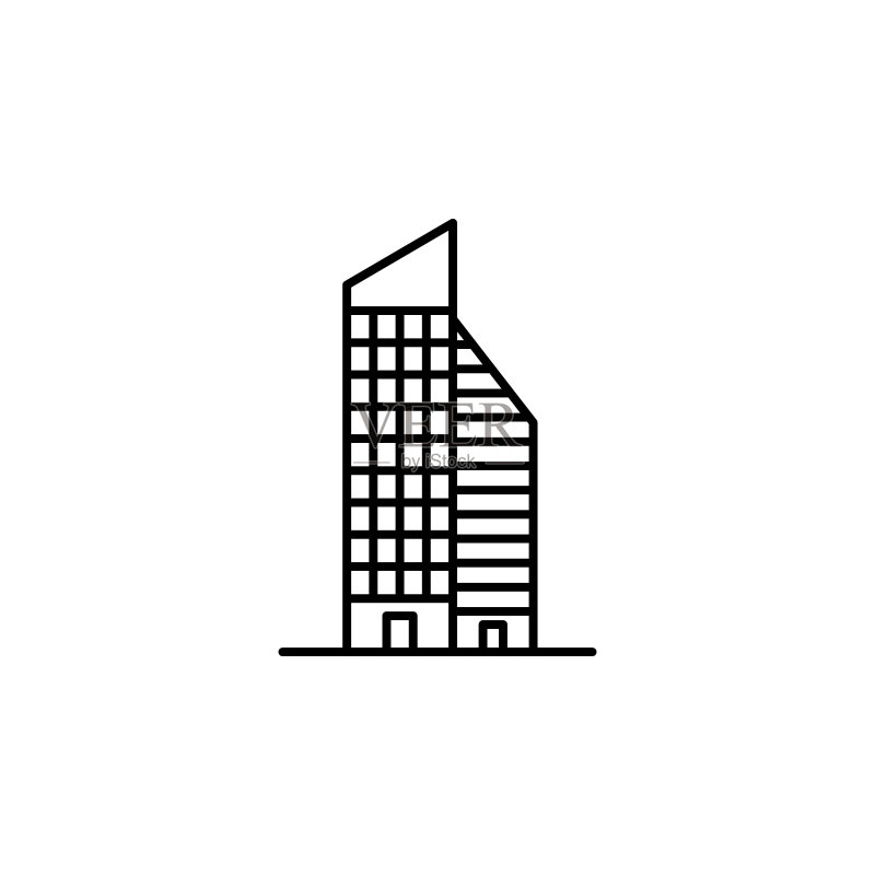 建筑图标:用于UI、UX、网站或移动应用的简单细线条建筑轮廓矢量图标图标素材