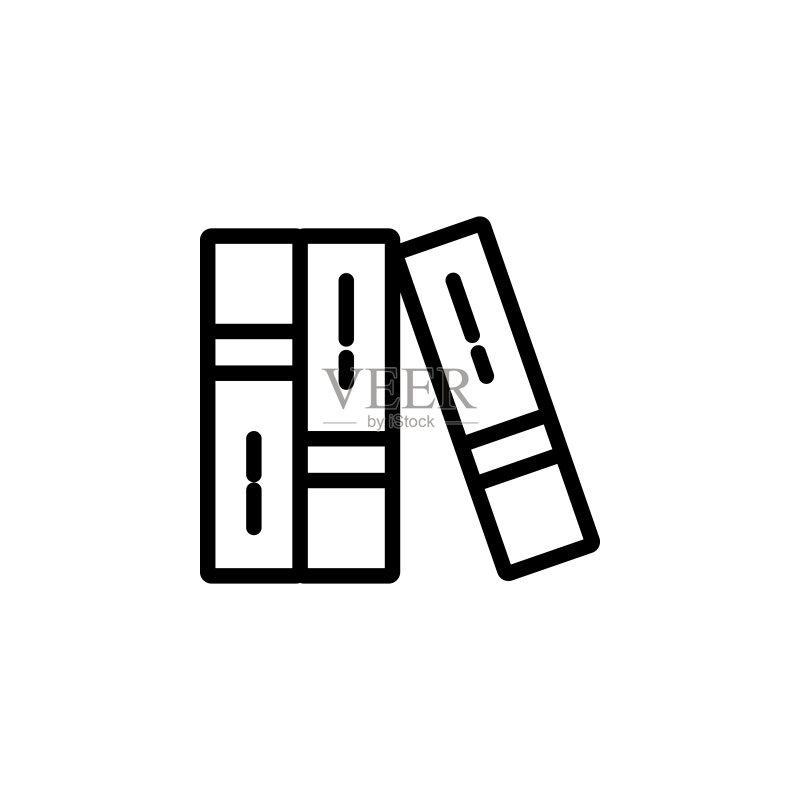 书籍图标:用于UI和UX的简约细线轮廓矢量图图标素材