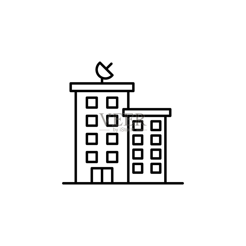 建筑图标:用于UI、UX、网站或移动应用的简单细线条建筑轮廓矢量图标图标素材