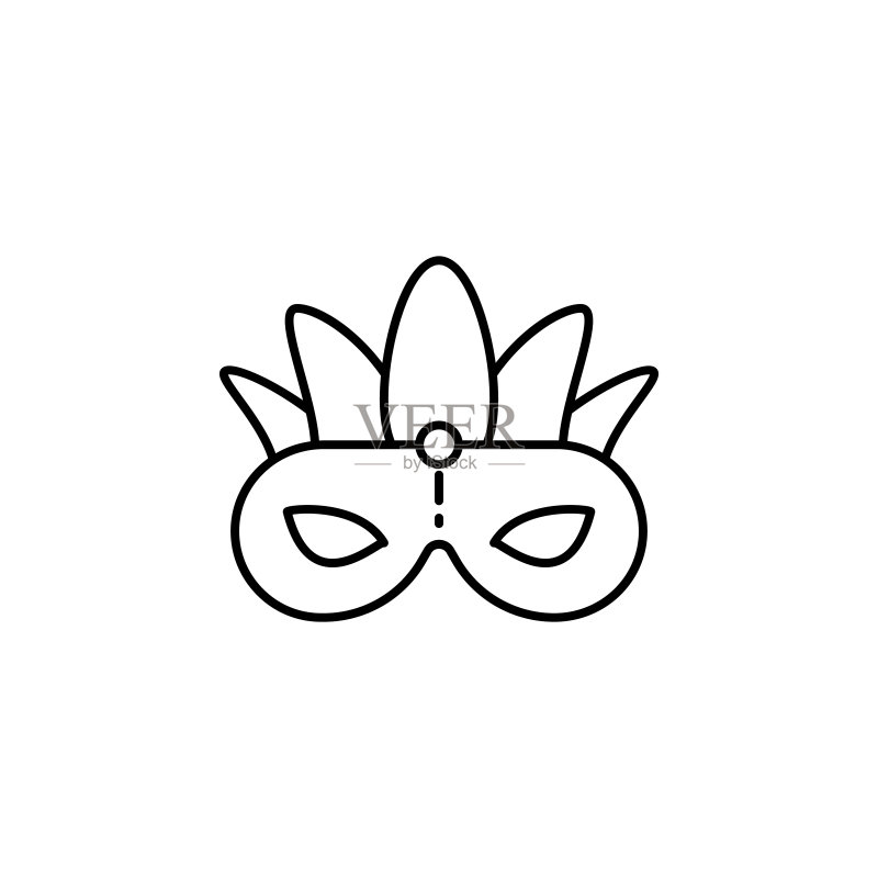 狂欢节面具图标:UI和UX细线条矢量素材图标素材