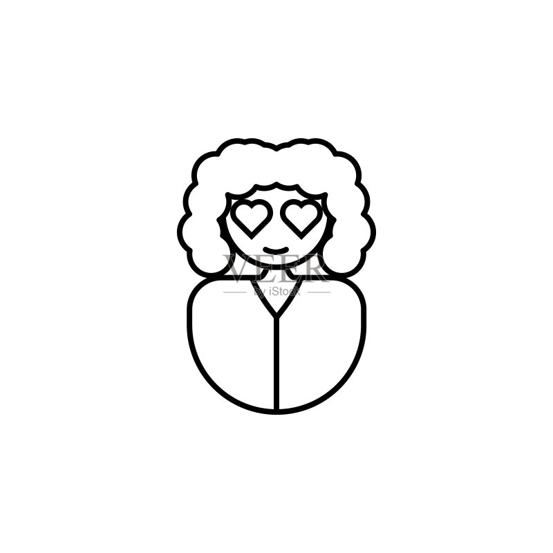 妇女节女孩爱心眼睛图标UI和UX网站或移动应用矢量图标素材