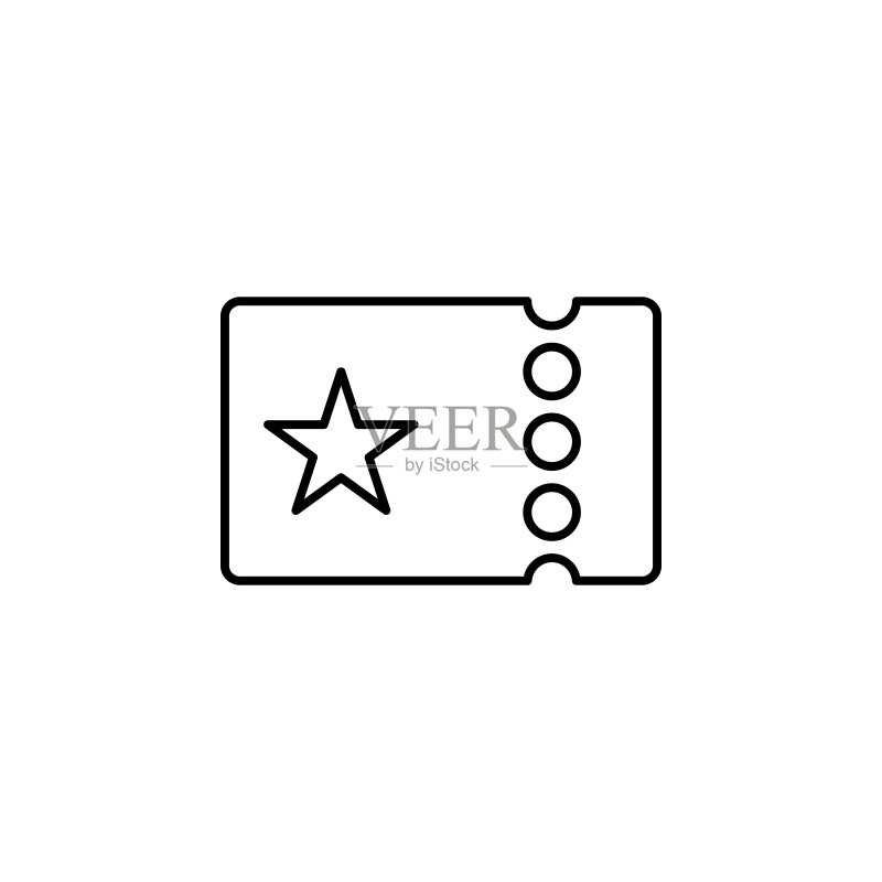 电影票卡片图标,UI和UX细线轮廓矢量图图标素材