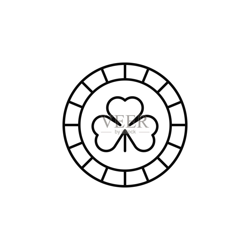 三叶草圆形图标,圣帕特里克节细线矢量图标图标素材