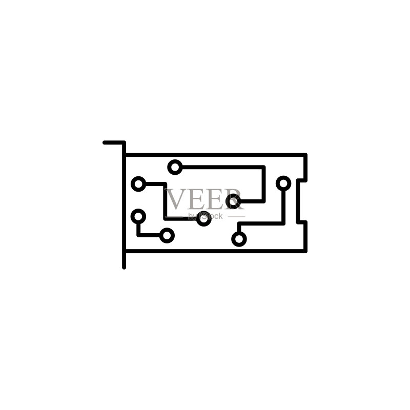 硬件芯片显卡图标:UI和UX网站或移动应用矢量细线轮廓图标素材