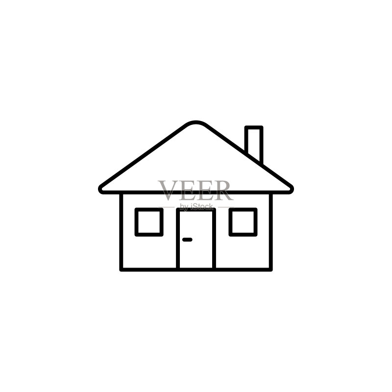 房屋建筑图标:用于UI和UX的极简线条房屋矢量图标,可用于网站或移动应用图标素材