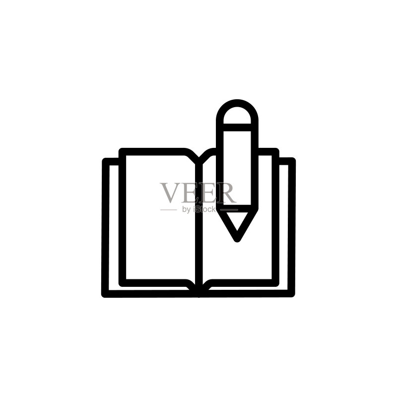 书籍钢笔图标UI/UX细线轮廓矢量图标图标素材