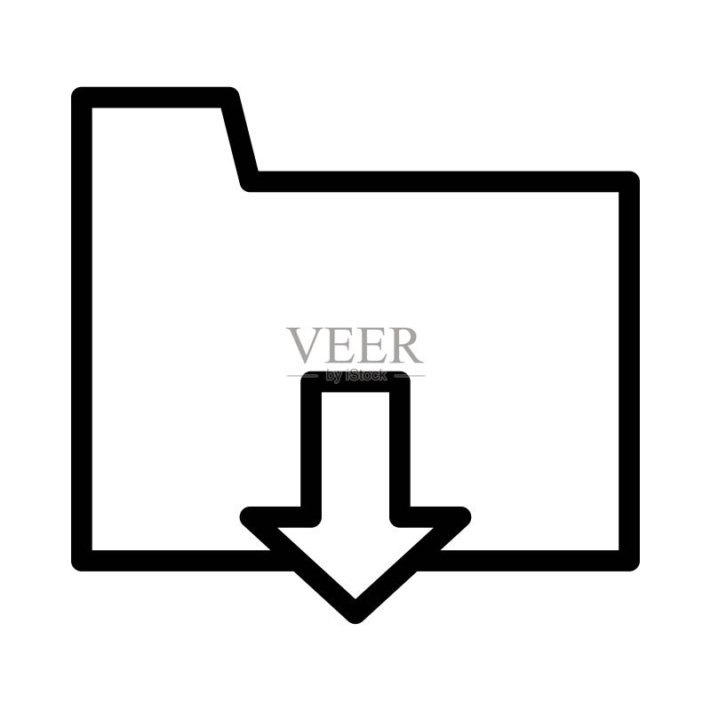下载文件夹图标。网页下载文件夹矢量图标扁平插画、图案、设计等图标素材
