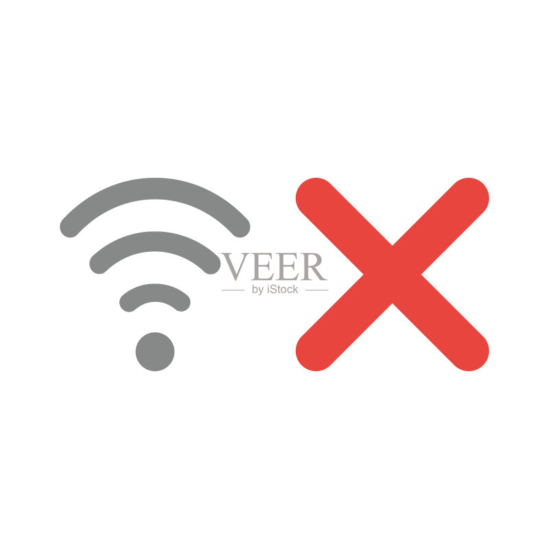 带X标记的无线WIFI符号矢量图标概念图标素材