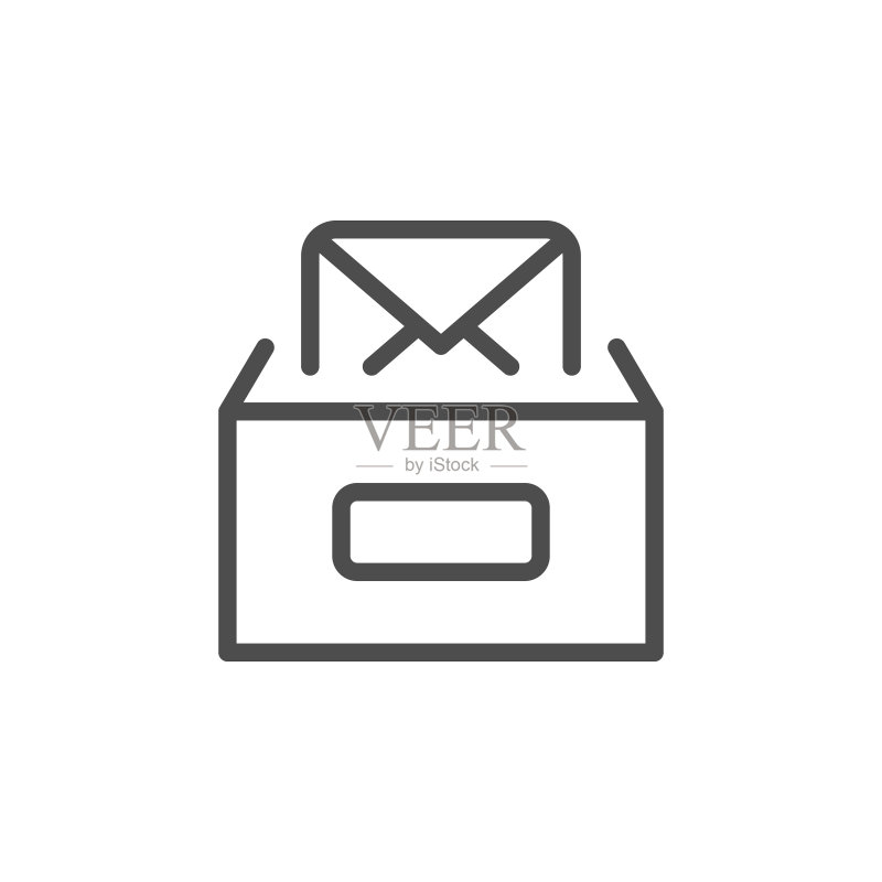 邮筒和信件线条轮廓图标图标素材