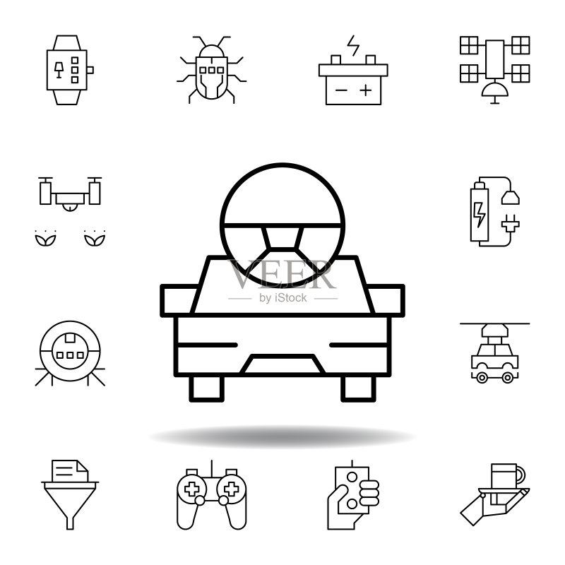 机器人汽车轮廓图标(UI/UX应用)图标素材