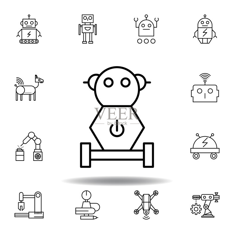 机器人轮廓图标:一组机器人图标,适用于网页、logo、APP的UI/UX图标素材