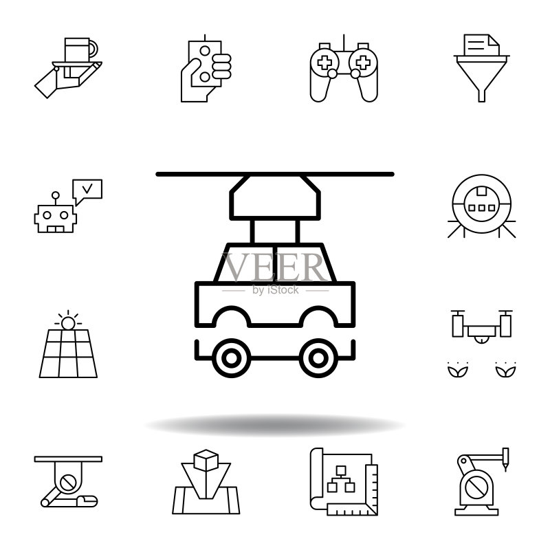 机器人汽车轮廓图标:机器人技术图标集,适用于网页、Logo、App、UI和UX图标素材
