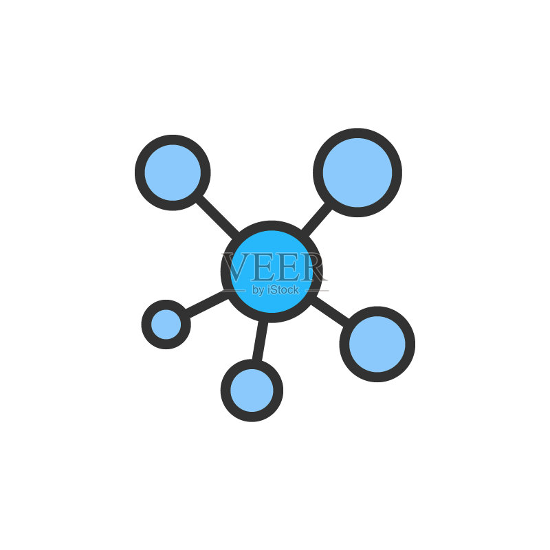 矢量网络枢纽连接扁平线条图标图标素材