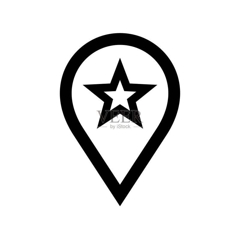 地图指针星标扁平矢量设计图标素材