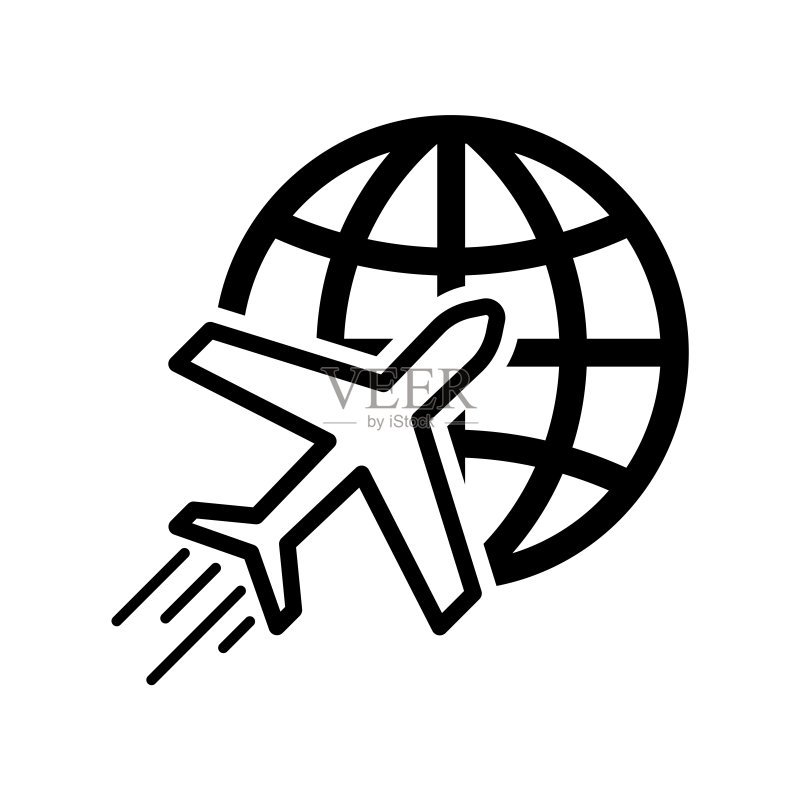 飞机世界图标扁平矢量图设计图标素材