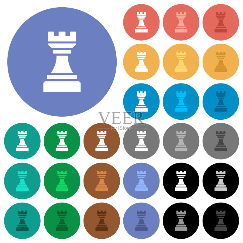 黑色国际象棋车和彩色图标图标素材