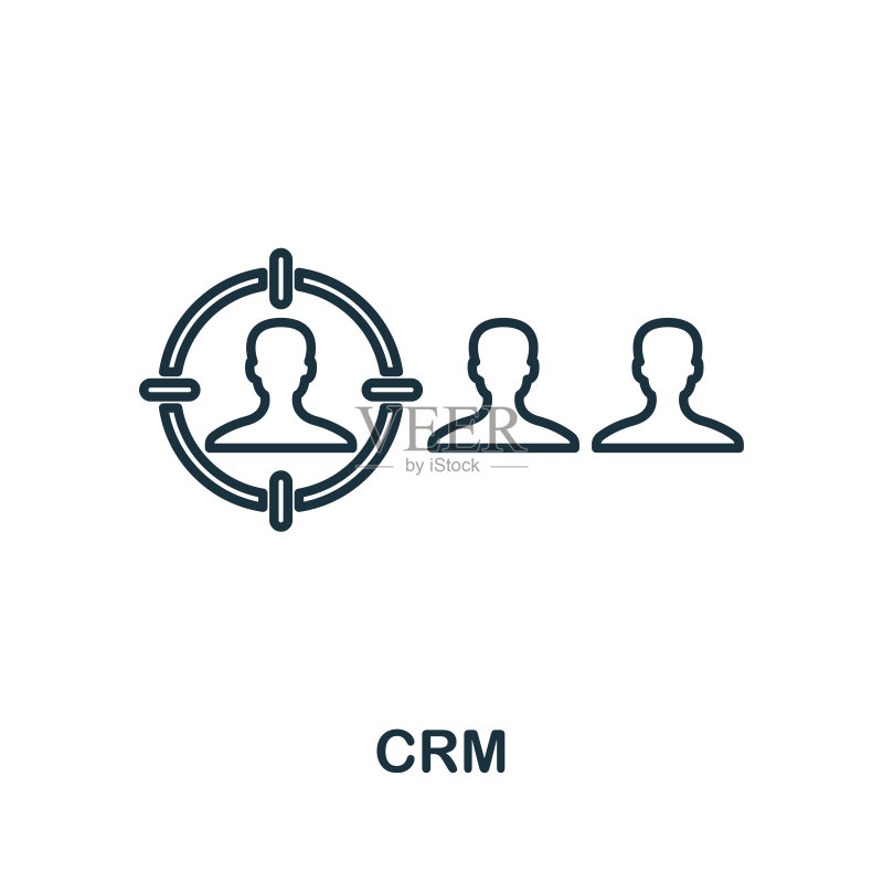 CRM商务管理线性图标图标素材