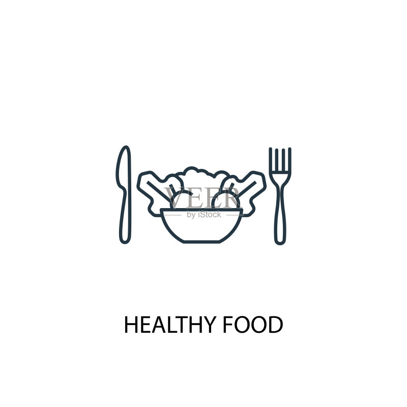 健康食品概念线性图标:简单的元素图例,可用于Web和移动UI/UX图标素材
