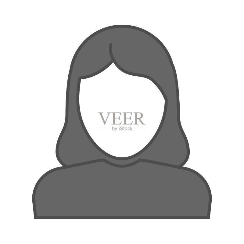 商务女人剪影侧面标志。矢量女性扁平图标。女人头像,女士用户头像。办公室经理插画。图标素材