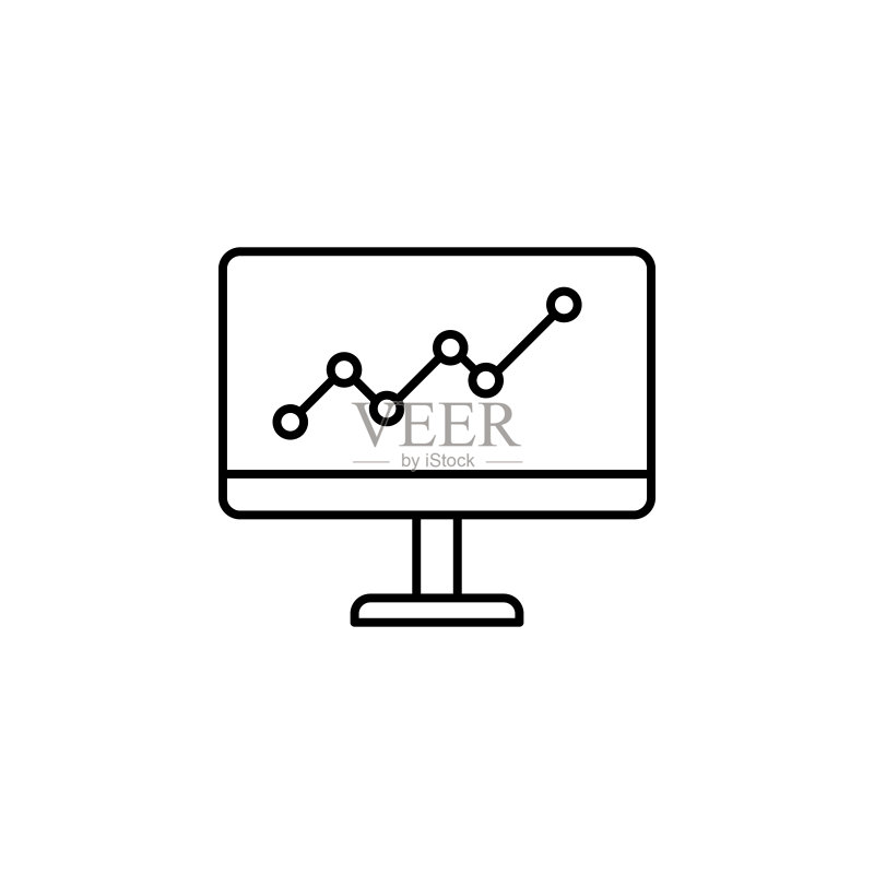 电脑金融图表轮廓图标图标素材