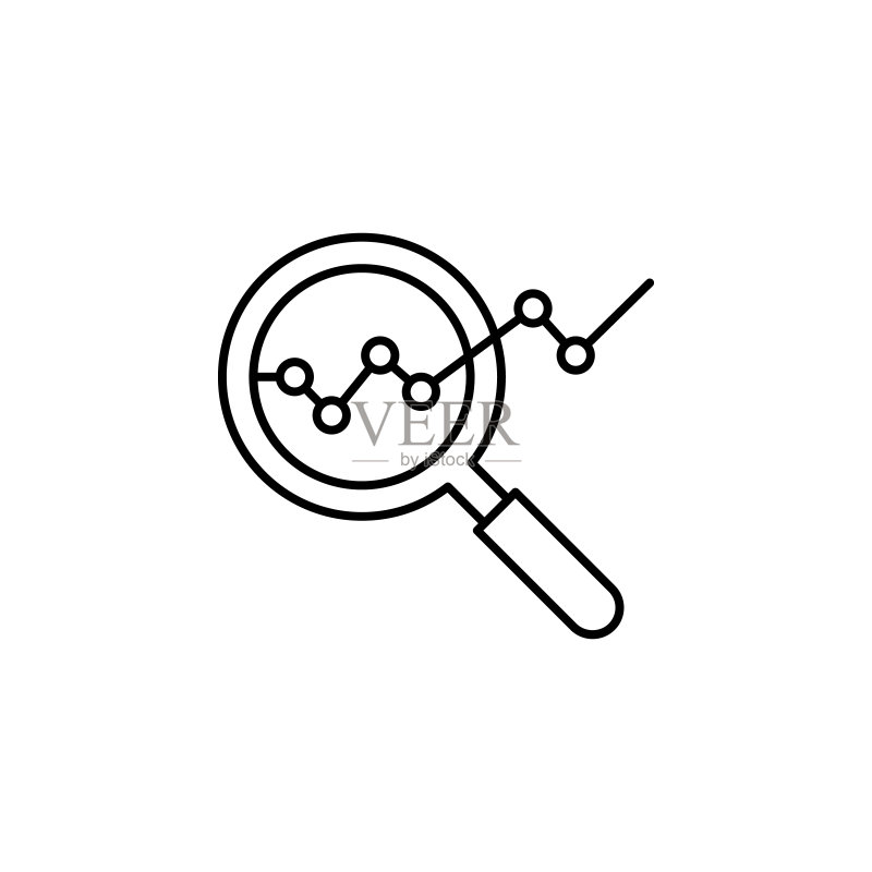 分析放大镜轮廓图标:金融插图图标的元素图标素材