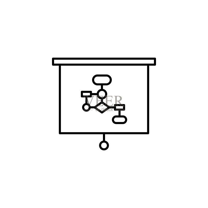 流程图财务图表轮廓图标。金融图示元素图标。符号可用于网页、Logo、移动App、UI、UX图标素材
