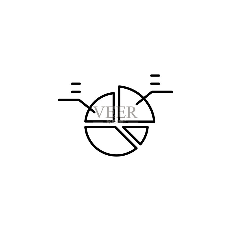 饼状图财务轮廓图标。财务图示图标元素。符号、标志可用于网站、logo、移动应用程序、UI、UX图标素材